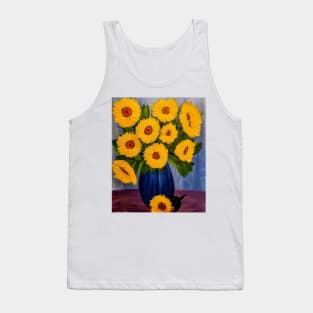 Sunflowers In a metallic blue vases Tank Top